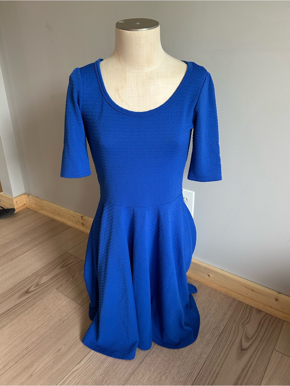 LuLaRoe Royal Blue Scoop Neck Midi Dress